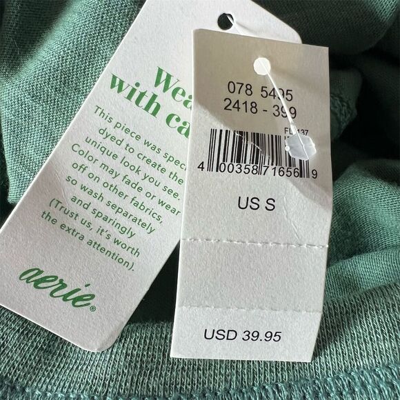Aerie Women's Long Sleeve Graphic Tee Green Size S Standard Casual Cozy - Picture 6 of 10